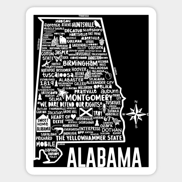 Alabama Map Sticker by fiberandgloss